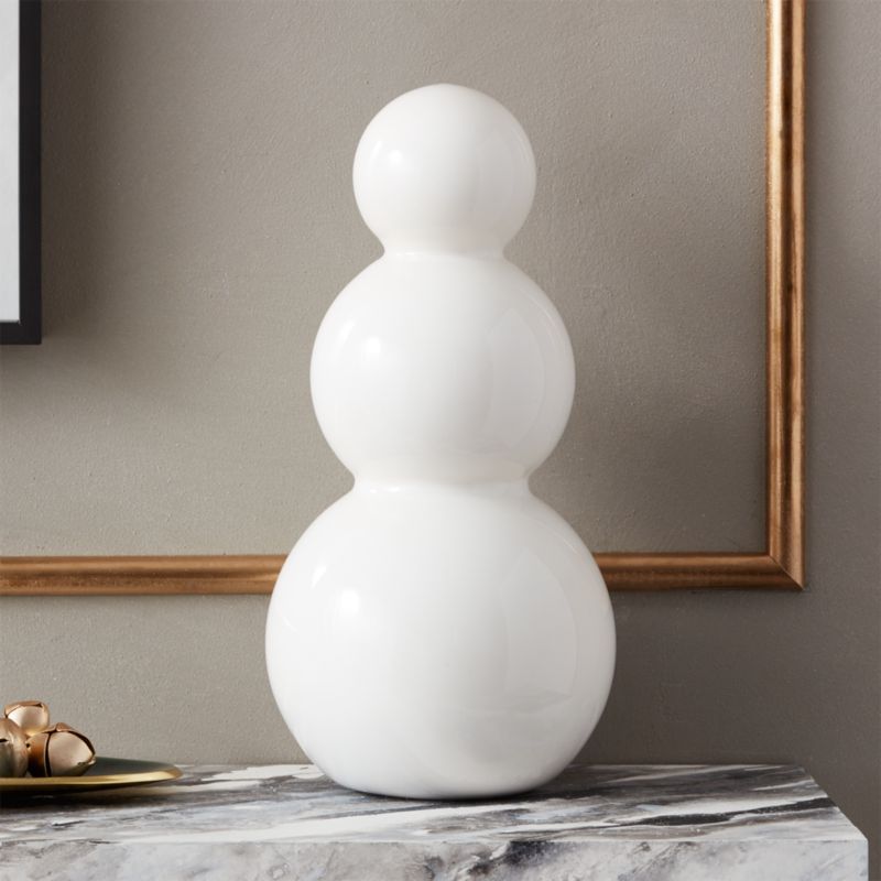 View White Glass Holiday Snowman 6" details
