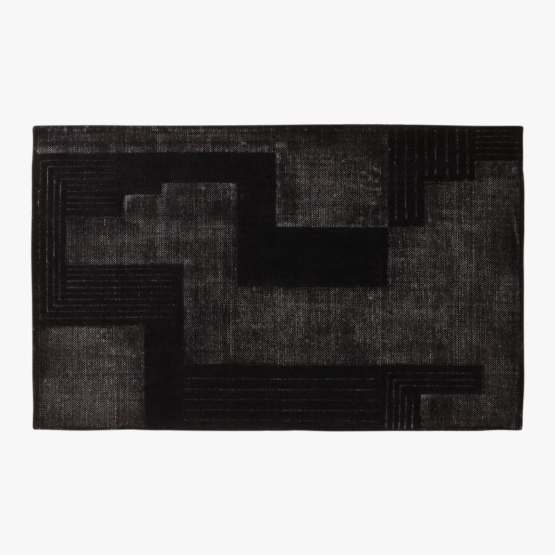Larso Modern Black Wool Area Rug 5'x8' + Reviews