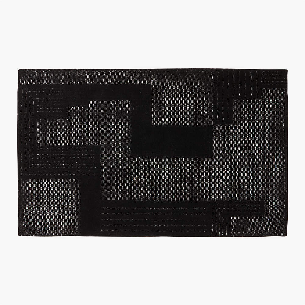 Larso Hand-Tufted Wool-Blend Black Area Rug 5'x8'