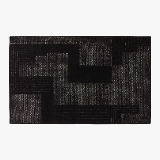 Larso Hand-Tufted Black Wool-Blend Area Rug 5'x8'