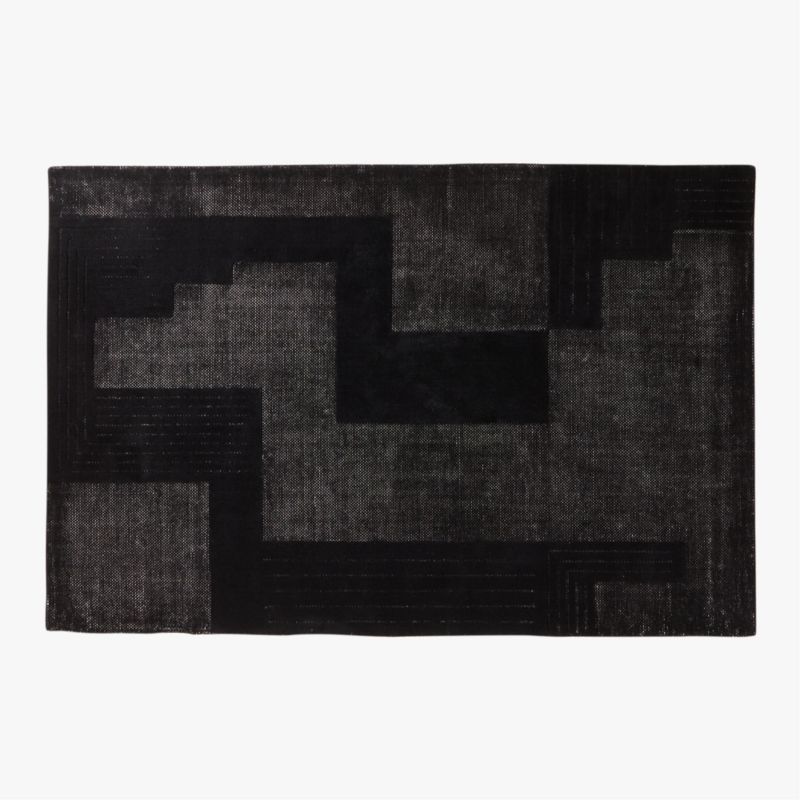 Larso Hand-Tufted Black Wool-Blend Area Rug 6'x9' - image 0 of 7