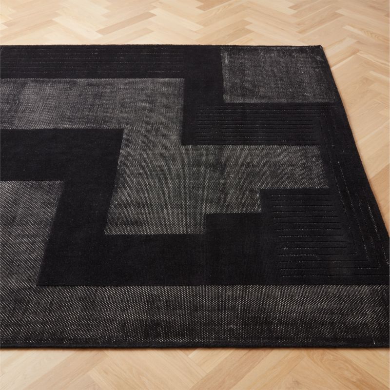 Larso Hand-Tufted Black Wool-Blend Rug Swatch 12