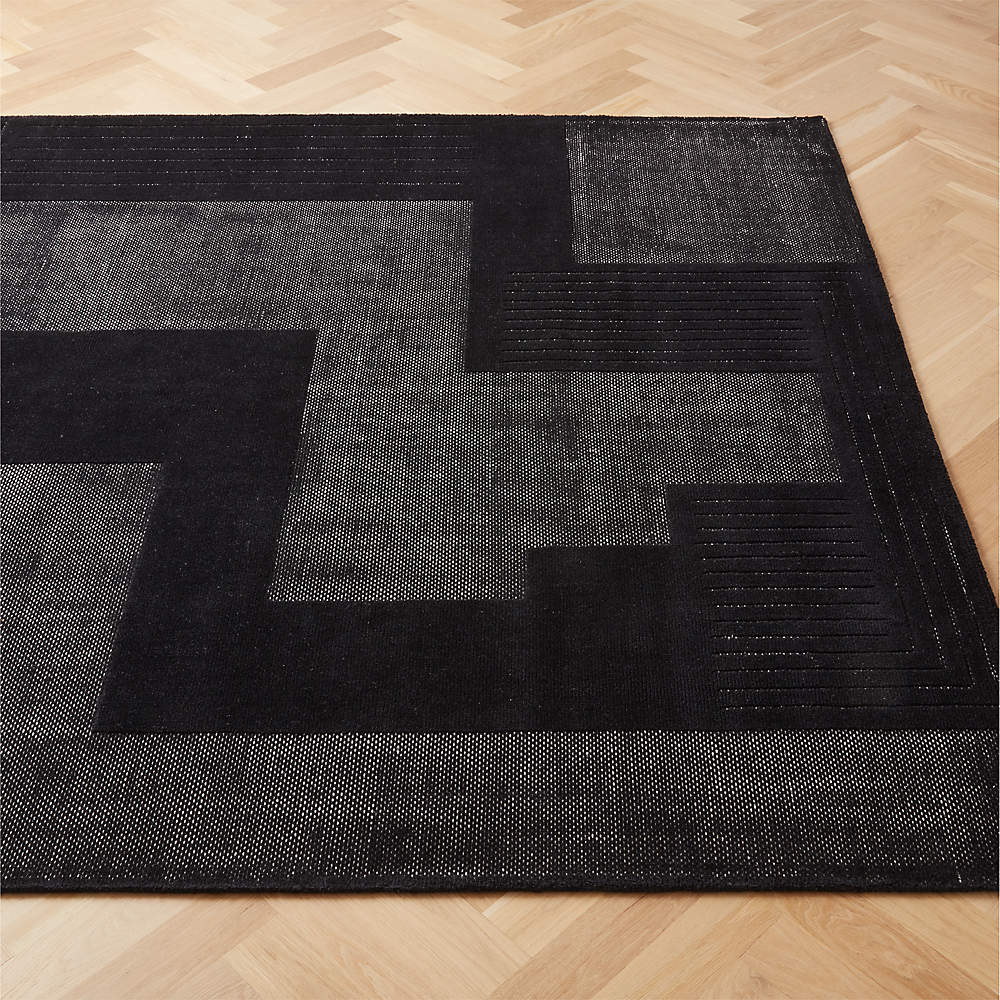 Larso Modern Black Wool Area Rug 5'x8' + Reviews | CB2 Canada