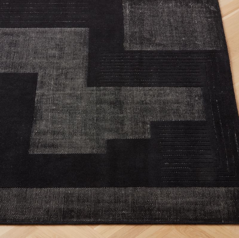 Larso Hand-Tufted Black Wool-Blend Area Rug 9'x12' - image 6 of 7