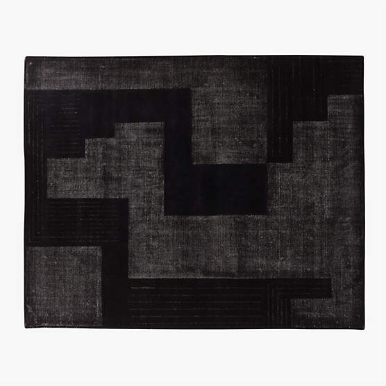 Larso Hand-Tufted Black Wool-Blend Area Rug 8'x10'