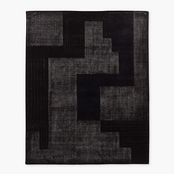 Larso Hand-Tufted Black Wool-Blend Area Rug 6'x9'