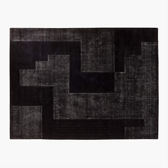 Larso Hand-Tufted Black Wool-Blend Area Rug 9'x12'