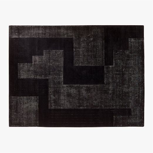 Larso Hand-Tufted Black Wool-Blend Area Rug 9'x12'