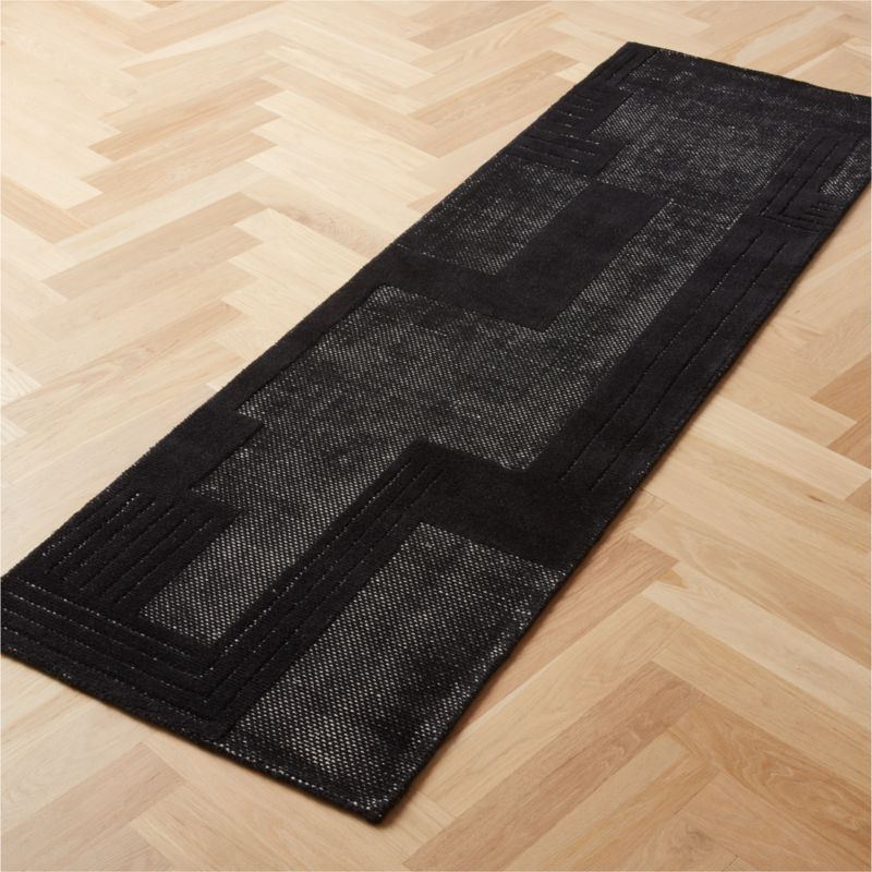 Larso Hand-Tufted Black Wool-Blend Runner Rug 2.5'x8' - image 2 of 4