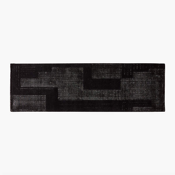 Larso Hand-Tufted Wool-Blend Black Runner Rug 2.5'x8