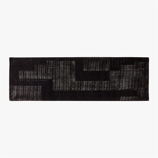 Larso Hand-Tufted Black Wool-Blend Runner Rug 2.5'x8'