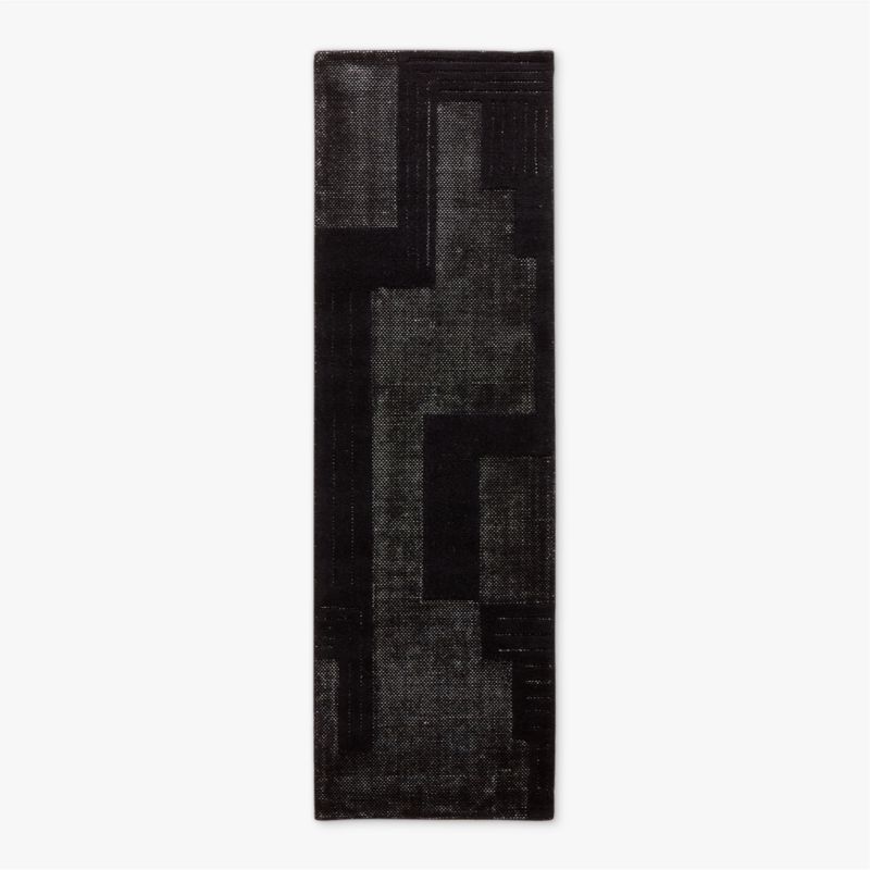 Larso Hand-Tufted Black Wool-Blend Runner Rug 2.5'x8' - image 0 of 4