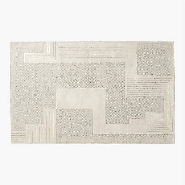 Larso Hand-Tufted Wool-Blend White Area Rug 5'x8