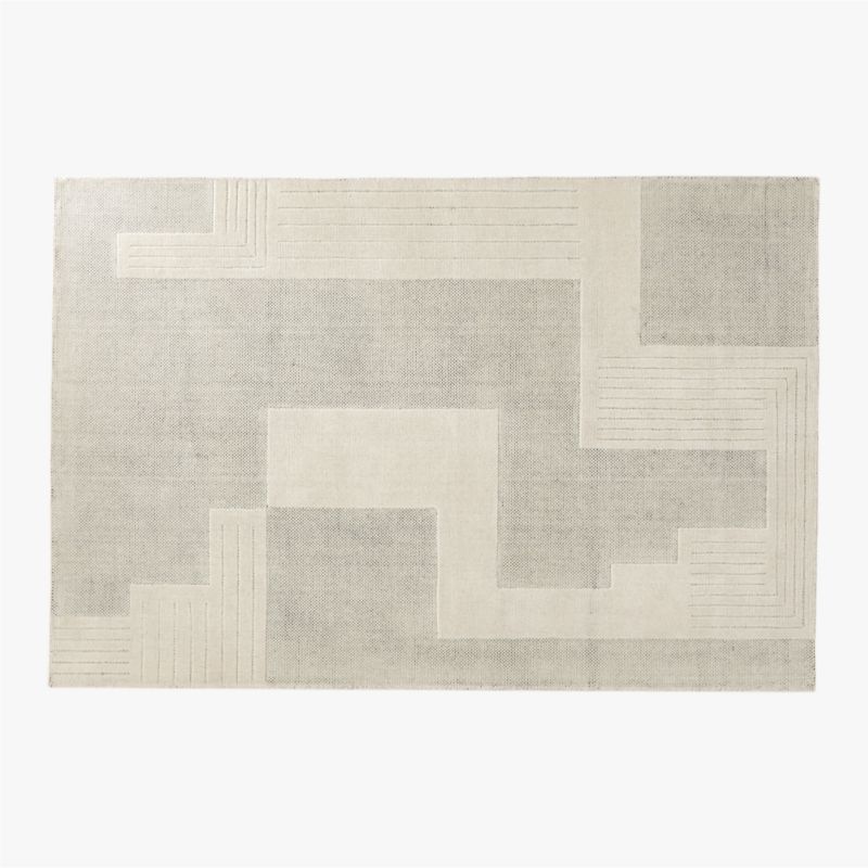 Larso Hand-Tufted White Wool-Blend Area Rug 6'x9' - image 0 of 6