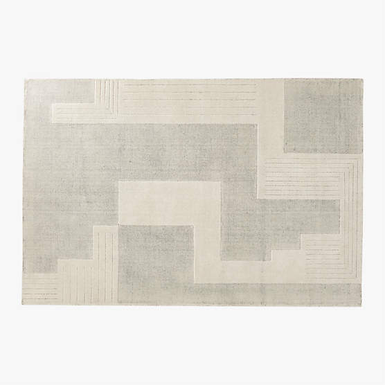 Larso Hand-Tufted White Wool-Blend Area Rug 6'x9'