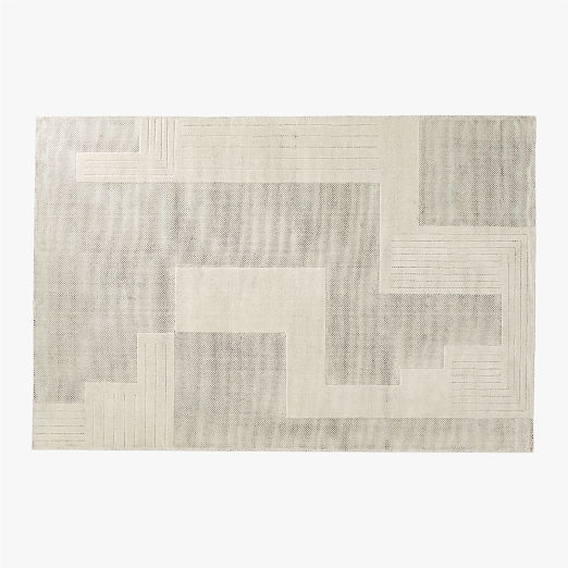 Larso Hand-Tufted White Wool-Blend Area Rug 6'x9'