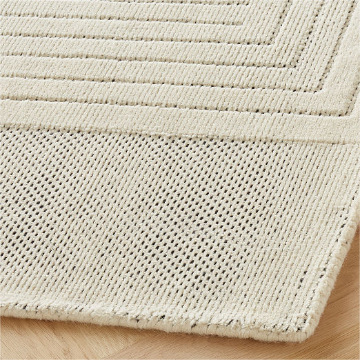 Larso Hand-Tufted White Wool-Blend Area Rug 9'x12'