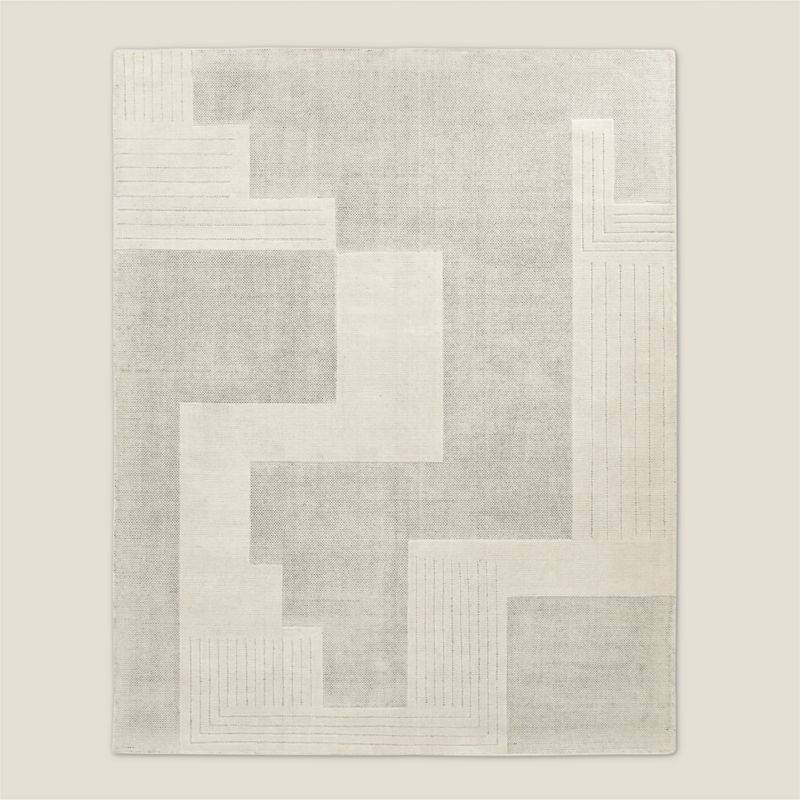 View Larso Hand-Tufted White Wool-Blend Area Rug 5'x8' details