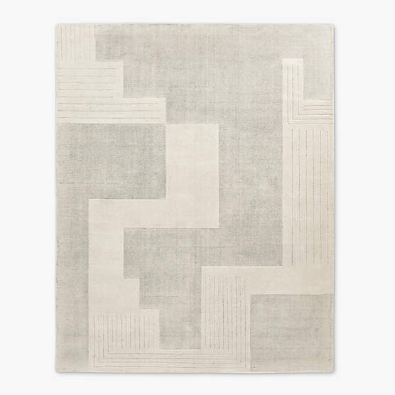 Larso Hand-Tufted White Wool-Blend Area Rug 5'x8'