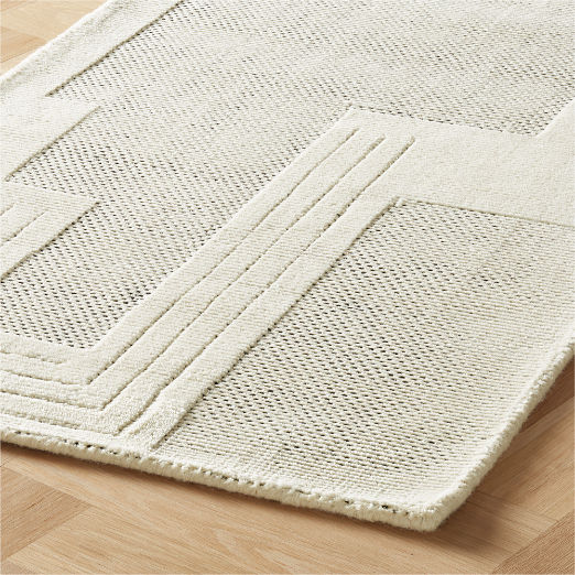 Larso Hand-Tufted White Wool-Blend Runner Rug 2.5'x8'