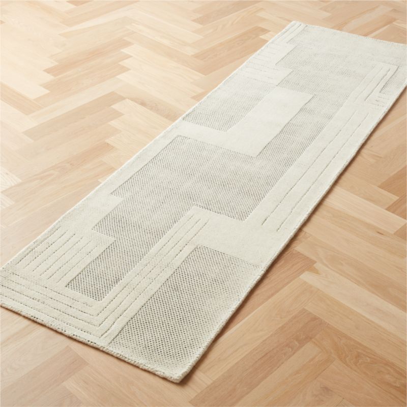 Larso Hand-Tufted White Wool-Blend Runner Rug 2.5'x8' - image 2 of 4