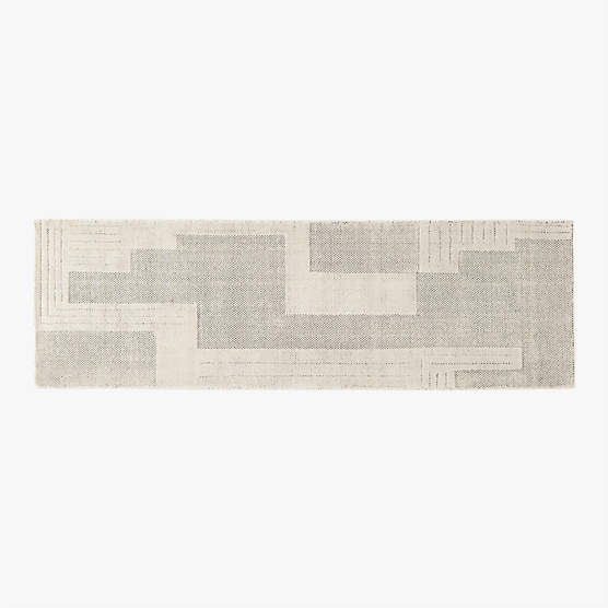 Larso Hand-Tufted White Wool-Blend Runner Rug 2.5'x8'