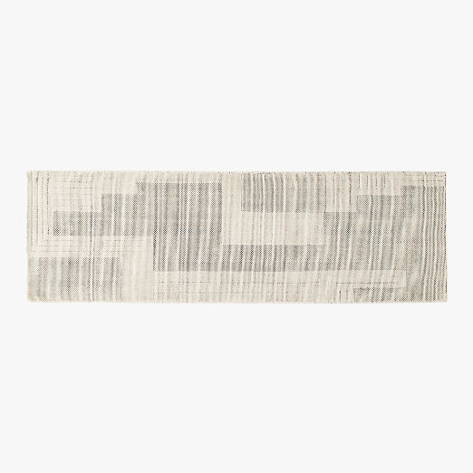 Larso Hand-Tufted White Wool-Blend Runner Rug 2.5'x8'