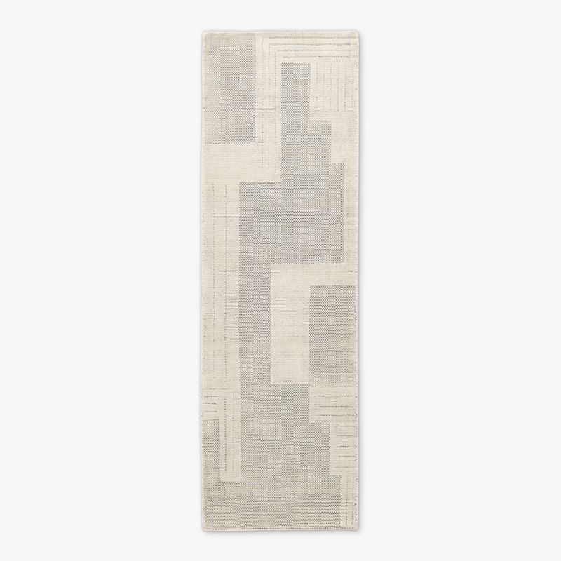 View Larso Hand-Tufted White Wool-Blend Runner Rug 2.5'x8' details