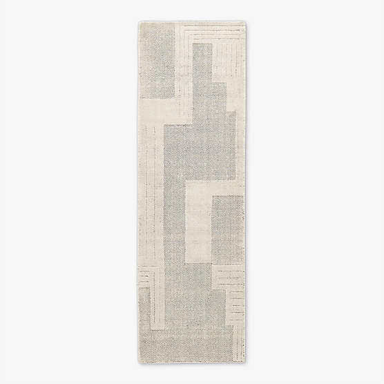 Larso Hand-Tufted White Wool-Blend Runner Rug 2.5'x8'