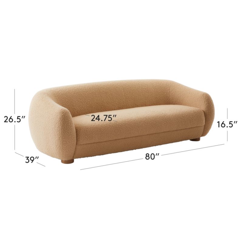 View Laszlo 80" Camel Brown Boucle Apartment Sofa - image 3 of 10