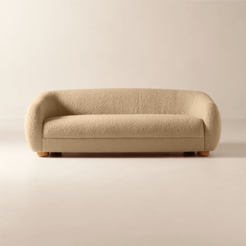 Laszlo 80" Camel Brown Boucle Apartment Sofa - image 0 of 9