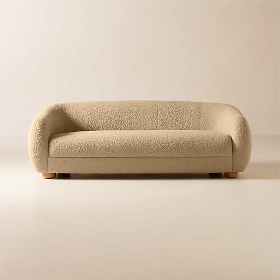 Laszlo 80" Camel Brown Boucle Apartment Sofa by Ross Cassidy