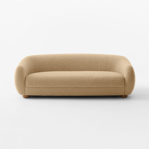 Laszlo 80" Camel Brown Boucle Apartment Sofa by Ross Cassidy