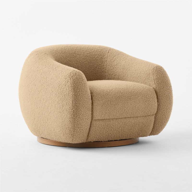 Laszlo Camel Brown Boucle Swivel Chair - image 8 of 11