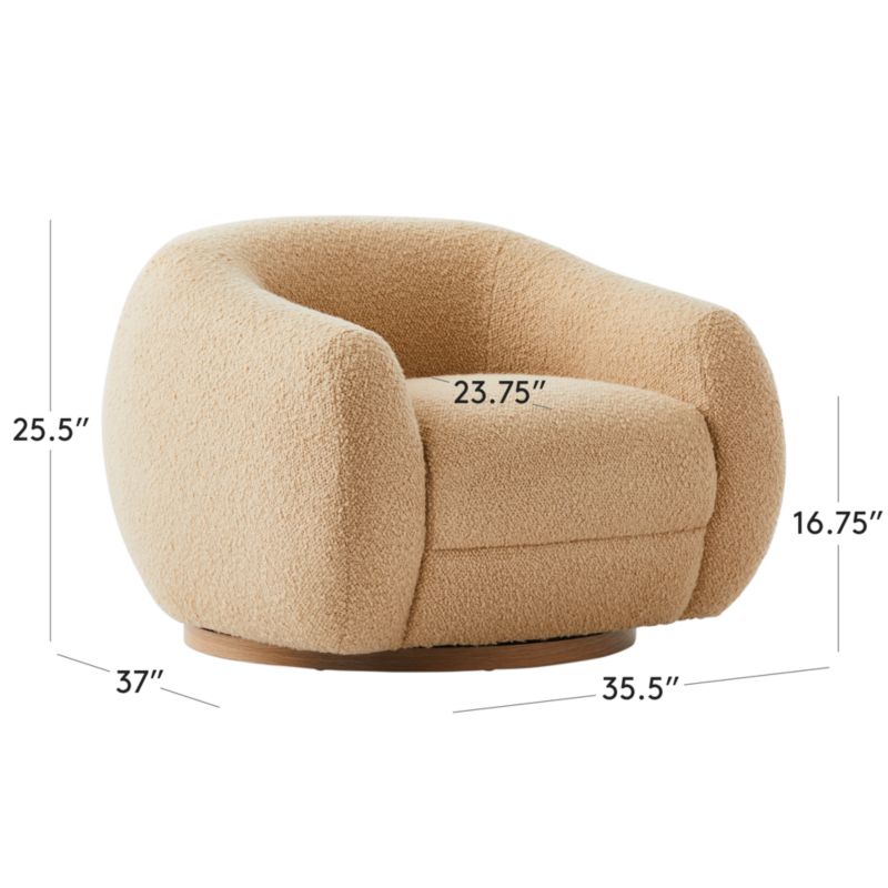 View Laszlo Camel Brown Boucle Swivel Chair - image 3 of 12