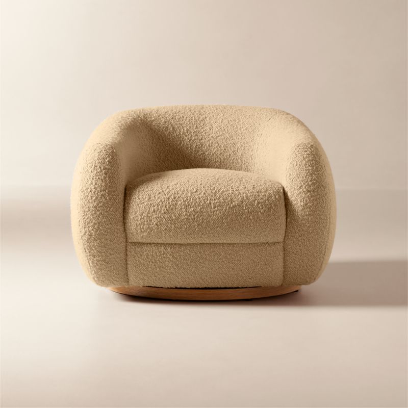 Laszlo Camel Brown Boucle Swivel Chair - image 0 of 11