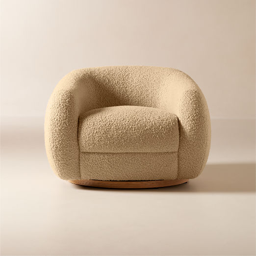 Laszlo Camel Brown Boucle Swivel Chair