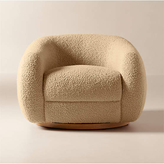 Laszlo Camel Brown Boucle Swivel Chair