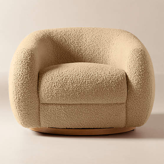 Laszlo Camel Brown Boucle Swivel Chair
