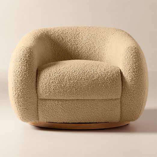 Laszlo Camel Brown Boucle Swivel Chair Set of 2