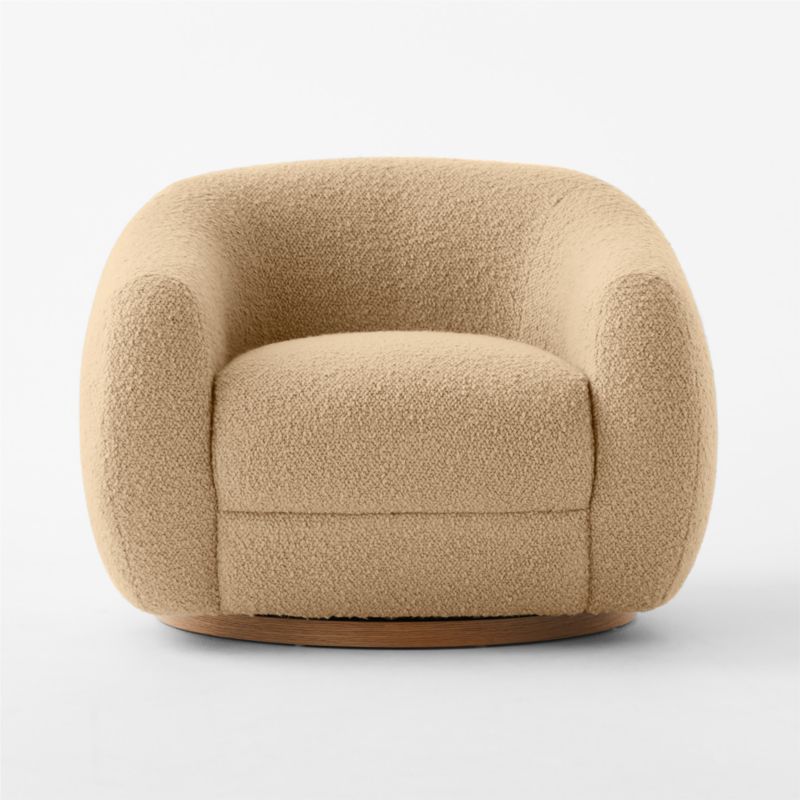 Laszlo Camel Brown Boucle Swivel Chair by Ross Cassidy + Reviews | CB2