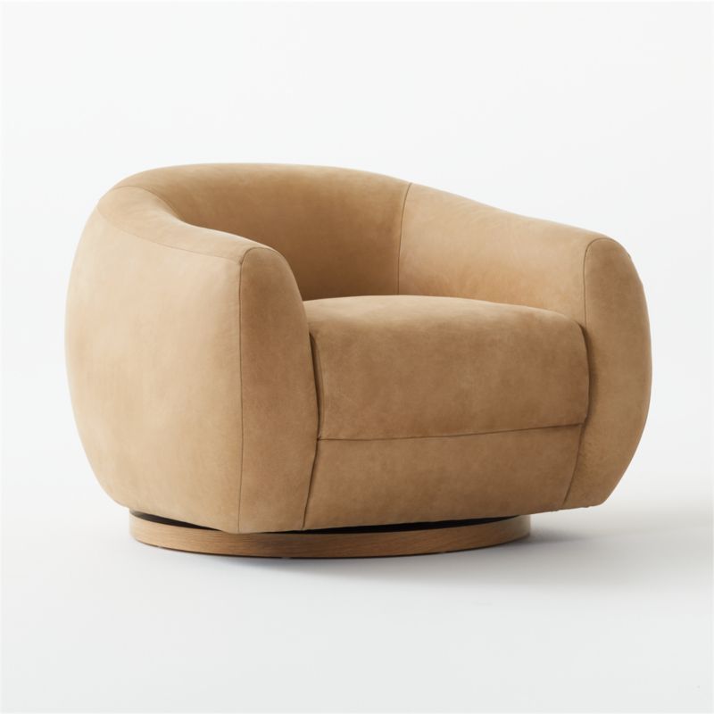 Laszlo Caramel Brown Leather Swivel Chair - image 8 of 11