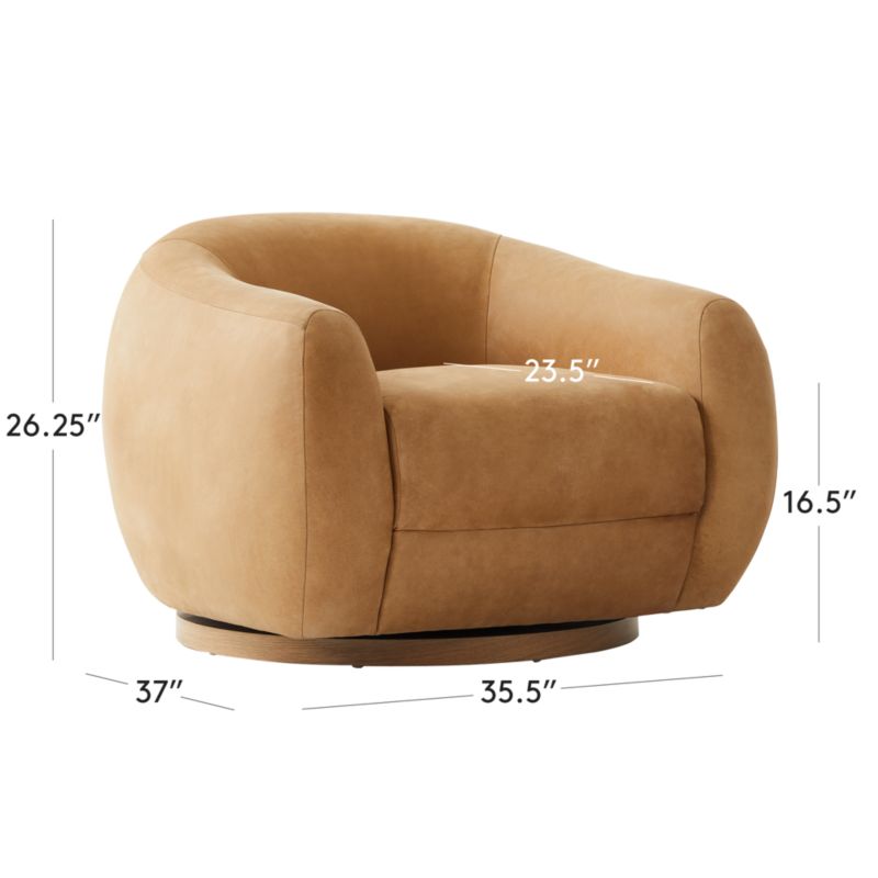 View Laszlo Caramel Brown Leather Swivel Chair - image 3 of 12