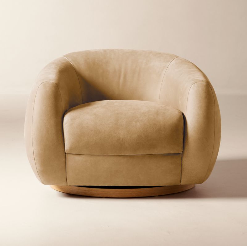 Laszlo Caramel Brown Leather Swivel Chair - image 0 of 11