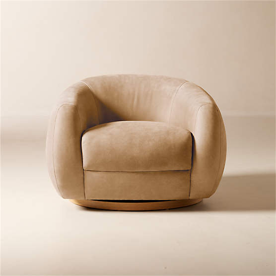 Laszlo Caramel Brown Leather Swivel Chair by Ross Cassidy