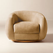 Laszlo Caramel Brown Leather Swivel Chair by Ross Cassidy