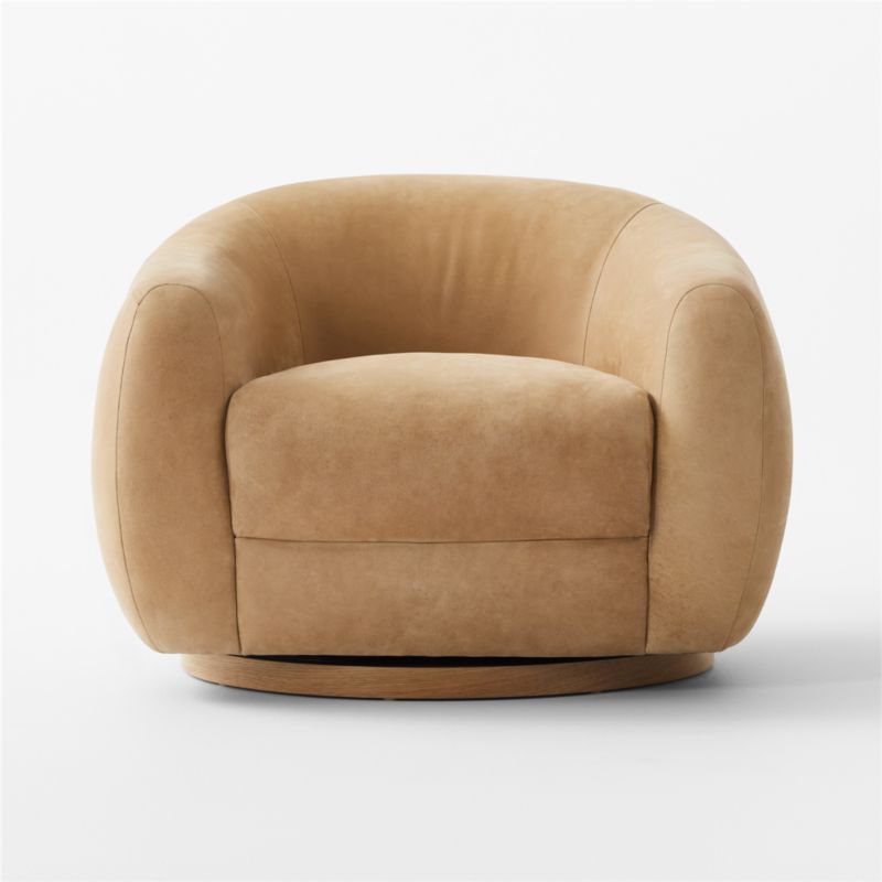 Laszlo Caramel Brown Leather Swivel Chair - image 7 of 11