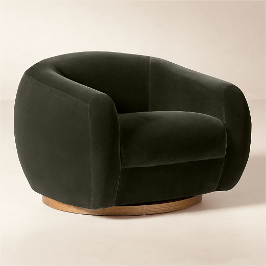Laszlo Dark Grey Velvet Swivel Chair