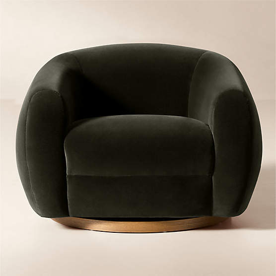 Laszlo Dark Grey Velvet Swivel Chair