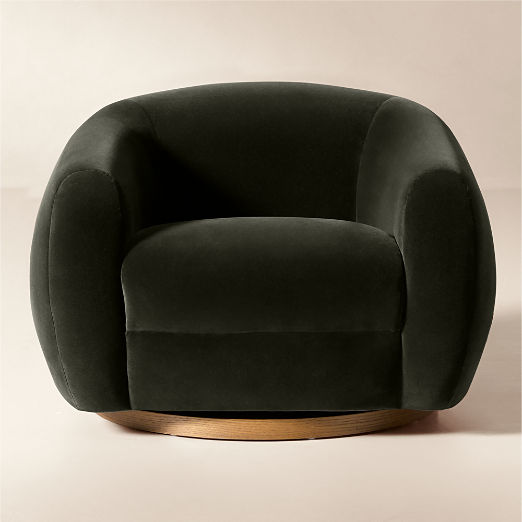 Laszlo Dark Grey Velvet Swivel Chair Set of 2